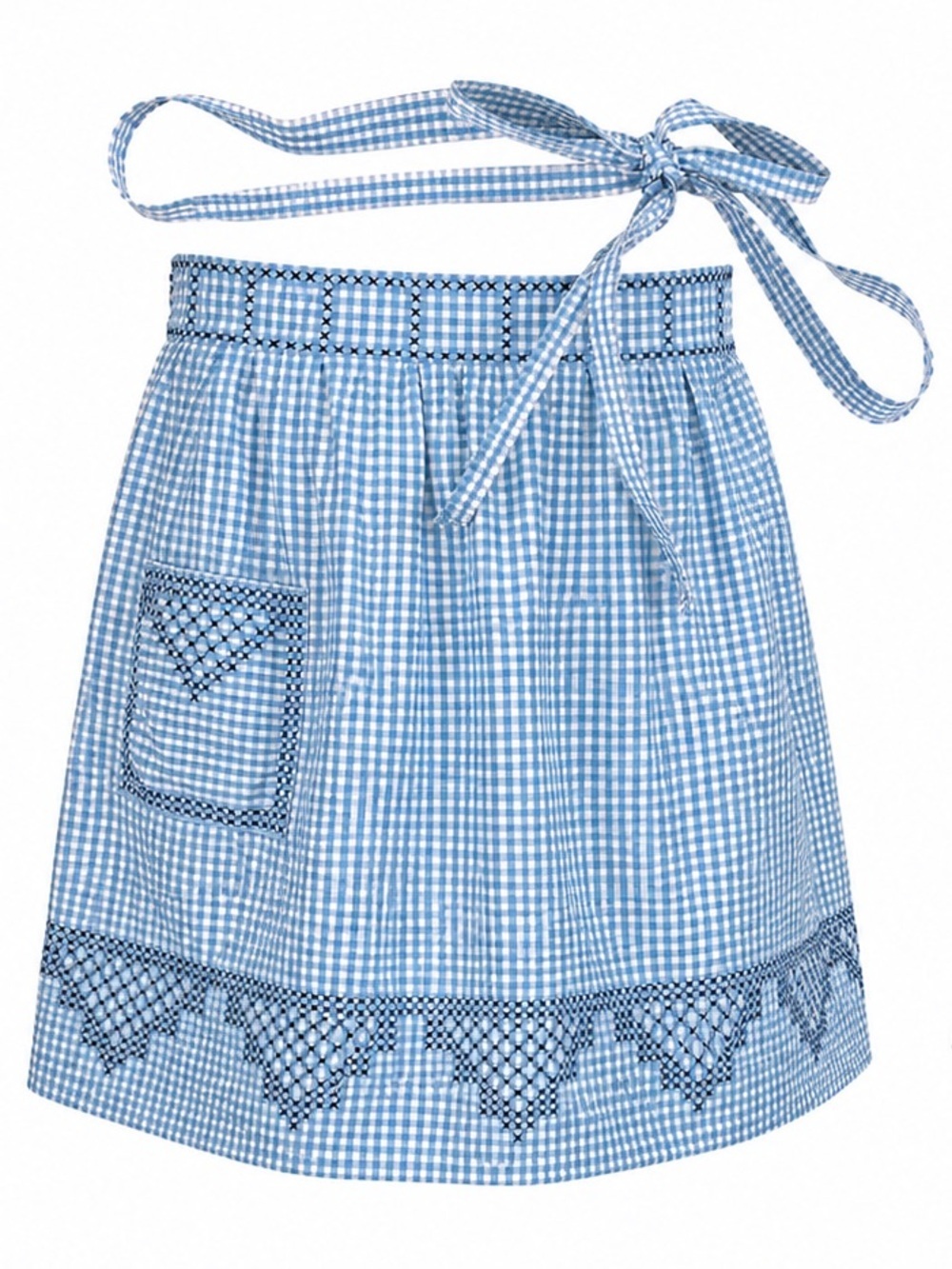 Vintage Cross stitched Apron – Blue Gingham